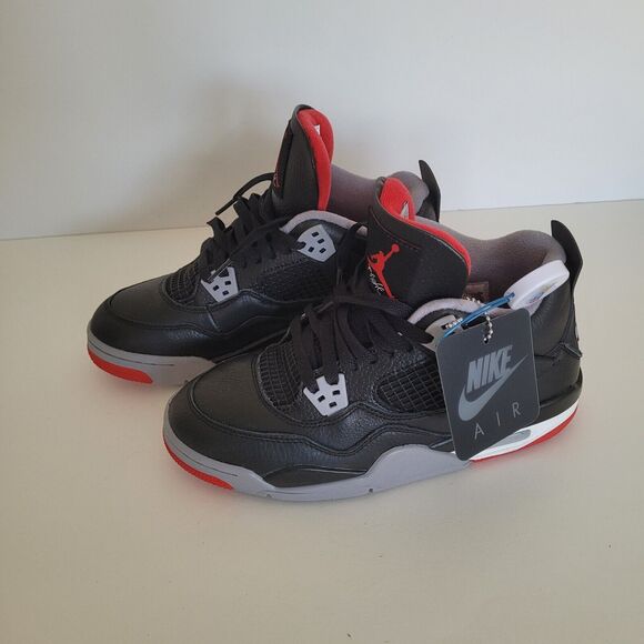 Air Jordan 4 Bred Retro Reimagined Black Cement Grey Fire Red White Size 7Y New
